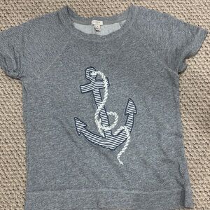 J. Crew Gray Short-Sleeve Tee with Navy Striped Anchor